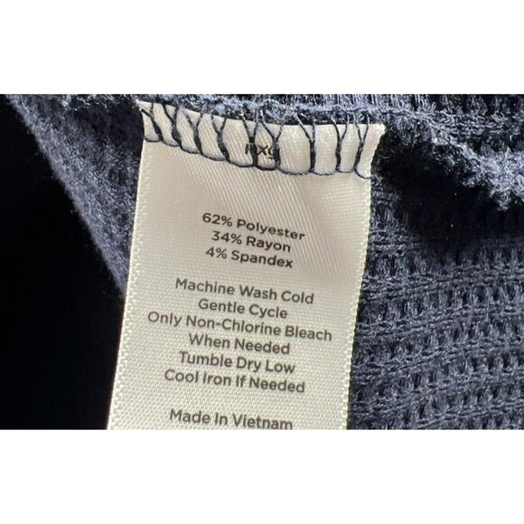 Talbots Womens Sweater Size XL Solid Navy Blue Waffle Knit Cowl Knit Long Sleeve - Picture 4 of 6